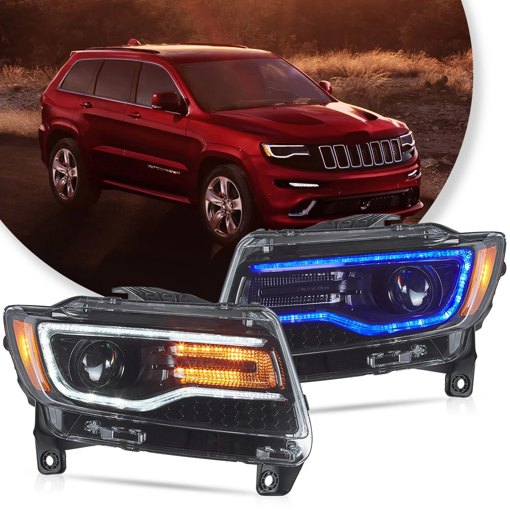 Vland 2011-2013 Grand Cherokee (WK2) Headlights W/ Startup Animation Blue DRL