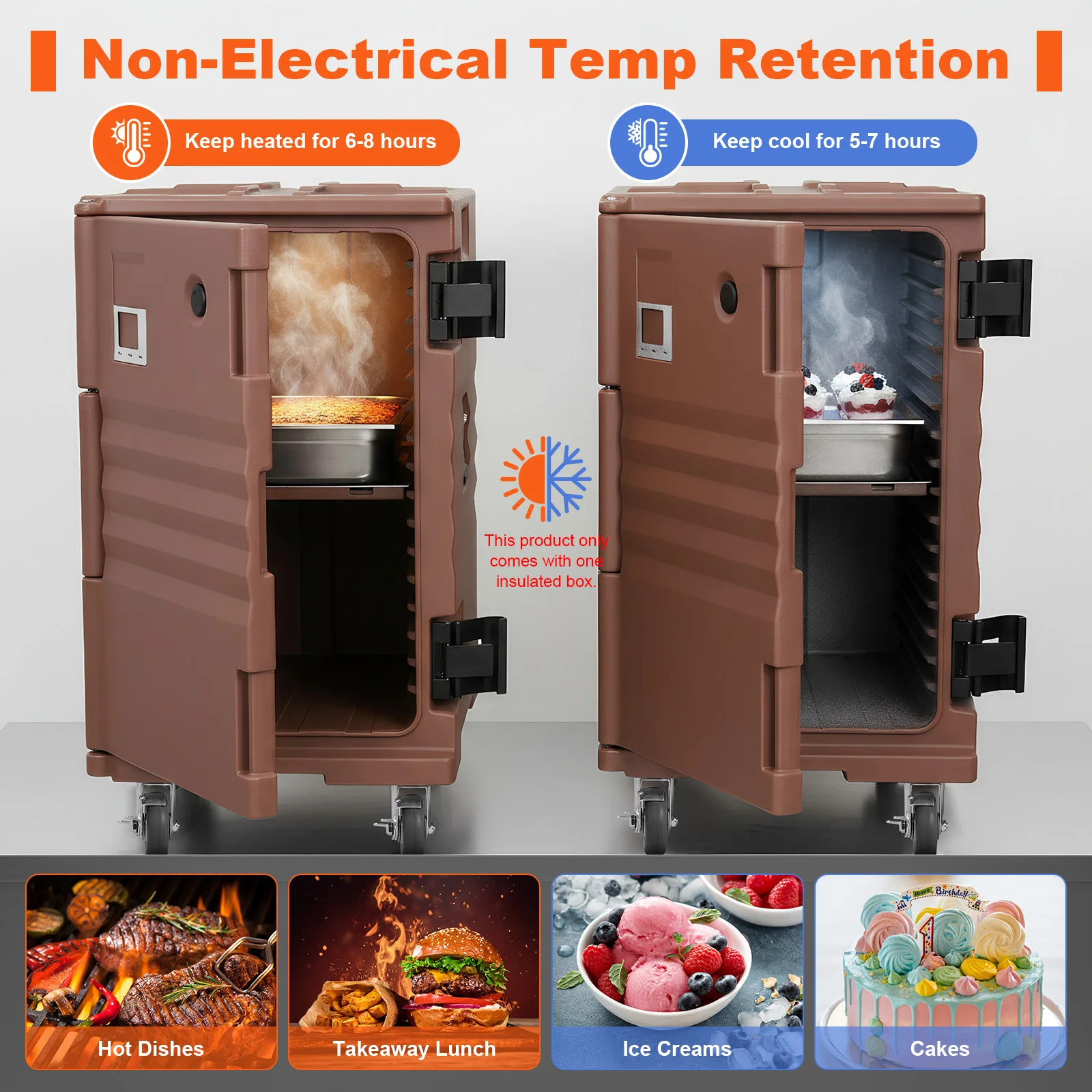 118QT Front Loading Insulated Food Pan Carrier Insulated Ultra Food Tray Carrier with Wheels W/Handles for Restaurant Canteen