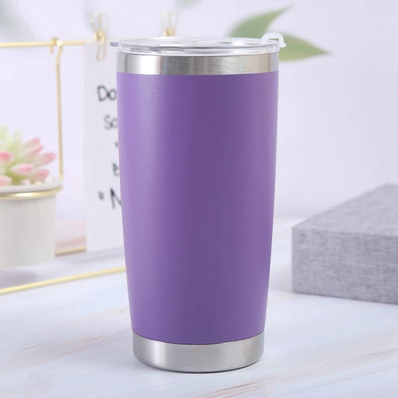 Tasse isotherme en acier inoxydable avec couvercle pour voiture, chope à bière, grande capacité, tasse à glace, 20oz