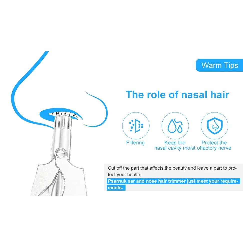 Aparador portátil da remoção do cabelo do nariz para homens, de aço inoxidável, lavagem manual, remoção do cabelo do nariz