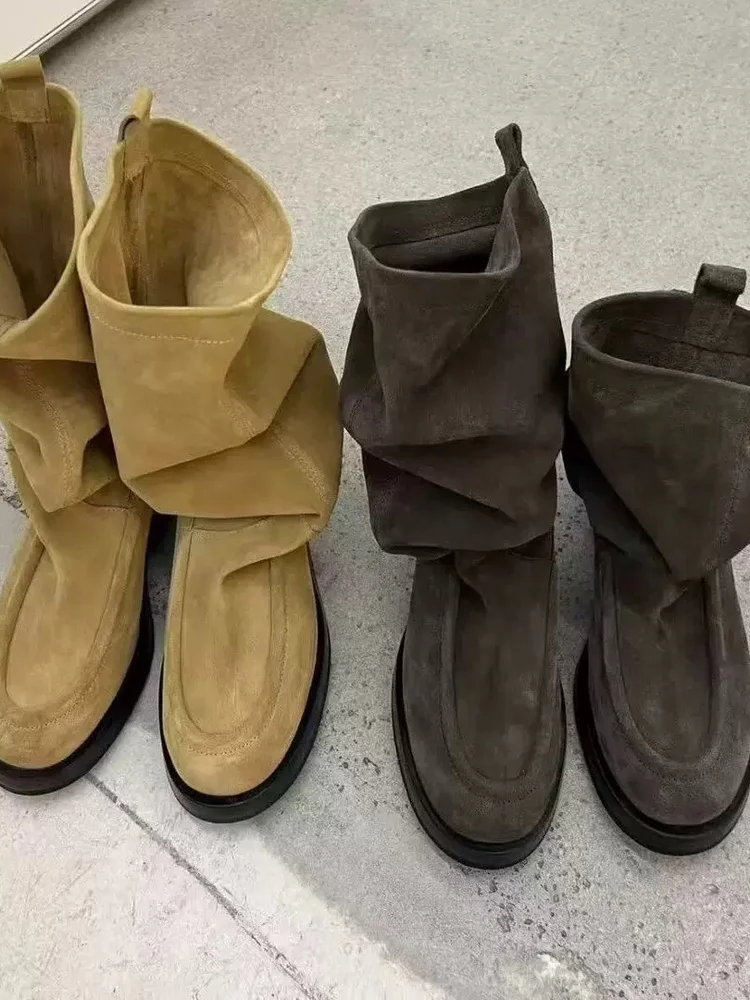 

Женские темно-серые сапоги до колена, модные сапоги из искусственной кожи на плоской подошве, гладкий дизайн, удобные стильные сапоги на осень-зиму