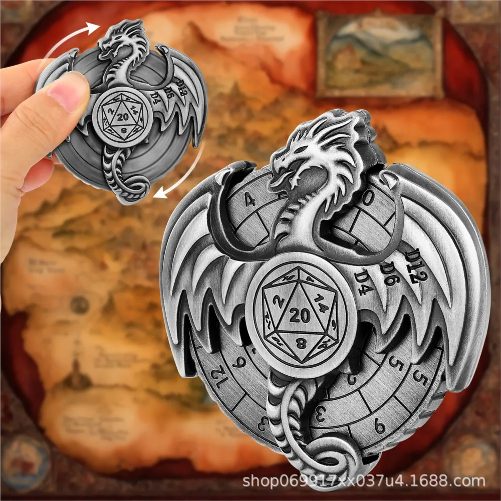 7-in-1 DND Flying Dragon Metal Dice Spiner، مناسب لمشغلات الألعاب والزنزانات والتنينات #4