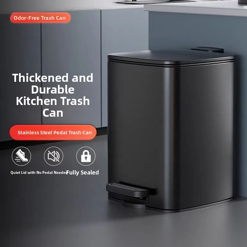 

Large Capacity Stainless Steel Trash Can for Living Room And Kitchen Foot Pedal Open Cover Home Use High End Style Trash Can