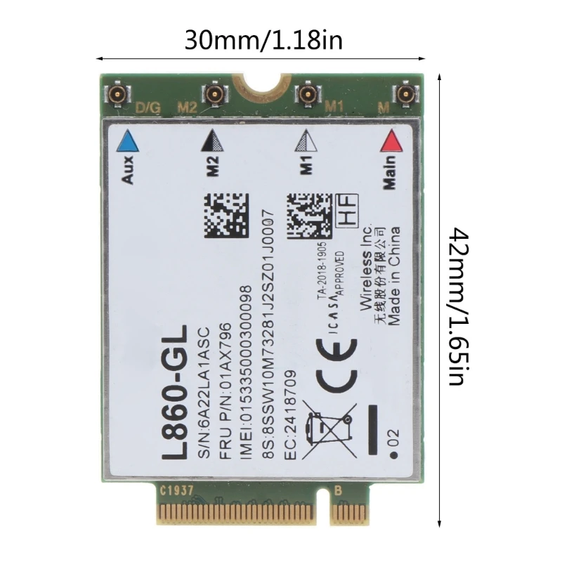 Tarjeta L860-GL WWAN Fibocom para 7th 8th Yoga 4th T490 T14 P14s T14s P15s T15g 01AX796 Módulo