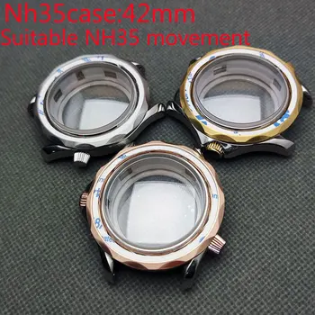 42mm case NH35 stainless steel case + band sapphire glass calendar window NH35 movement men's horsepower waterproof watch