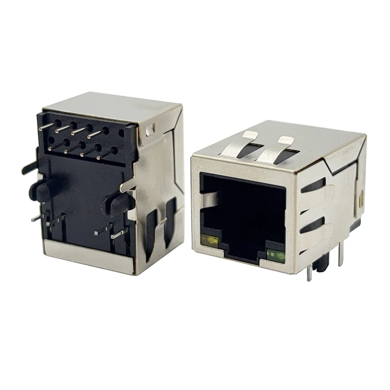 10PCS 5921 network port socket RJ45 8P8C snap-down type with light strip and elastic network interface connector, L = 21.27mm
