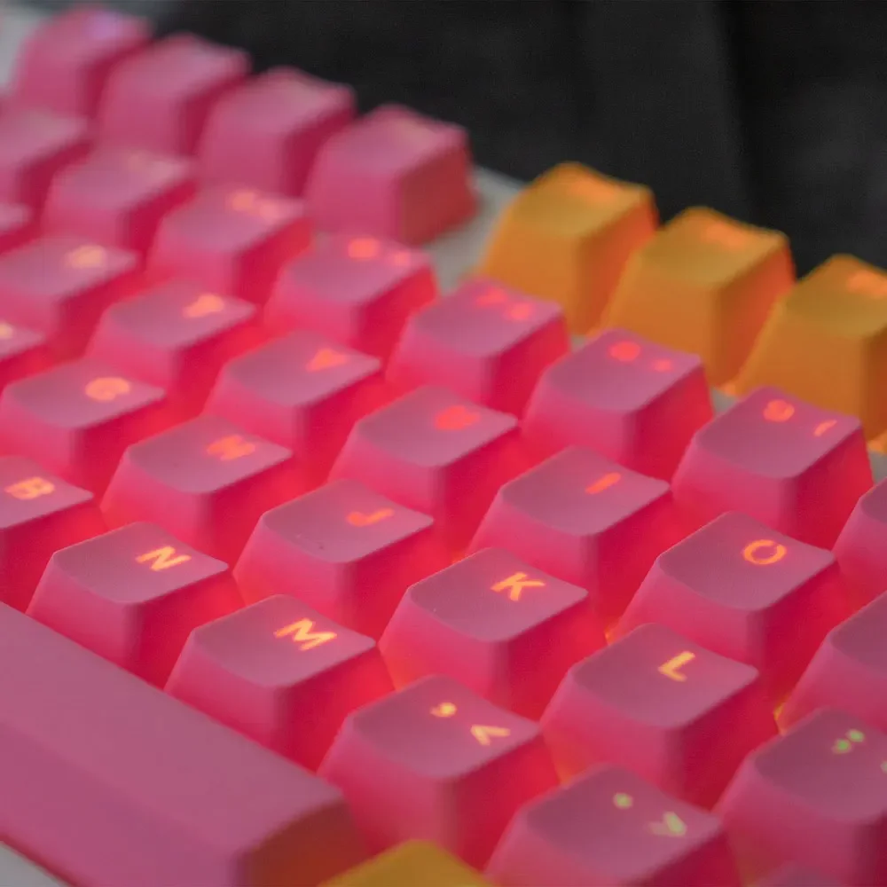 Teclado Mecânico Tema Rosa, 104 Teclas Keycaps, PBT, Térmico, Sublimação, OEM, 61, 68, 75, 87, 104, 108