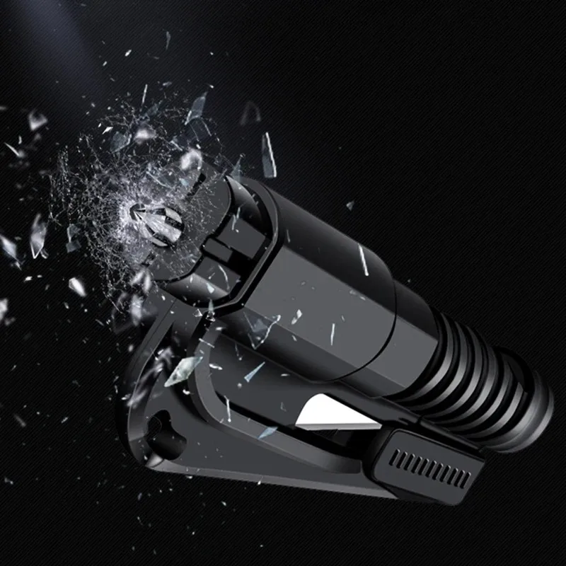 3-in-1 Car Safety Hammer Window Breaker & Seat Belt Cutter Keychain Mutifunction Emergency Rescue Tool Auto Accessories