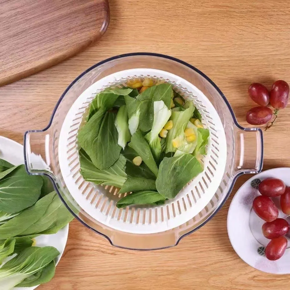 Multifunctional Food Strainer Household Use 2 in 1 Vegetable Salad Spinner Quick Dry Large Capacity Salad Dryer