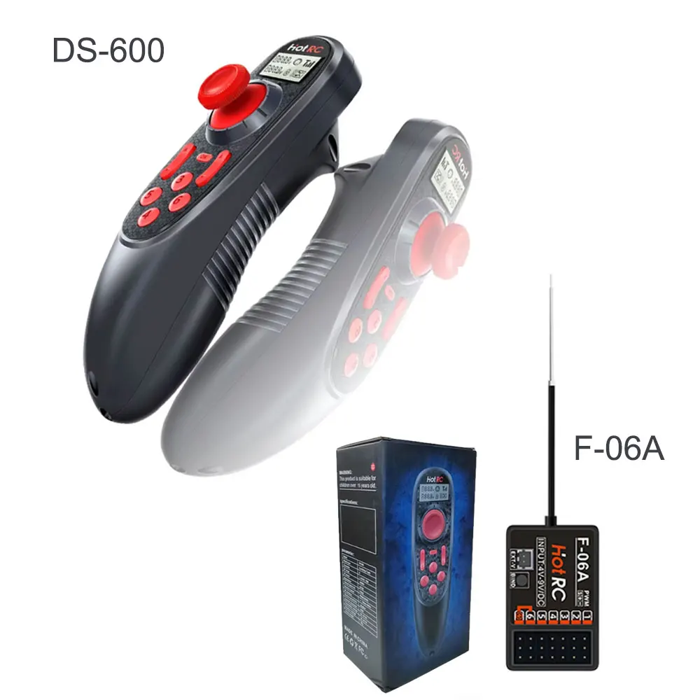 HOTRC DS-600 2,4 GHz 6CH RC Boot Radio System – Komplettes Sender Empfänger Set mit F-06A für RC Boot