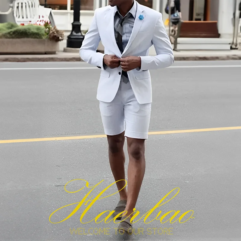 Formal Summer Men Suit 2 Piece Blazer Shorts Set Slim fit Jacket Pants Set Wedding Tuxedo for Men Suits