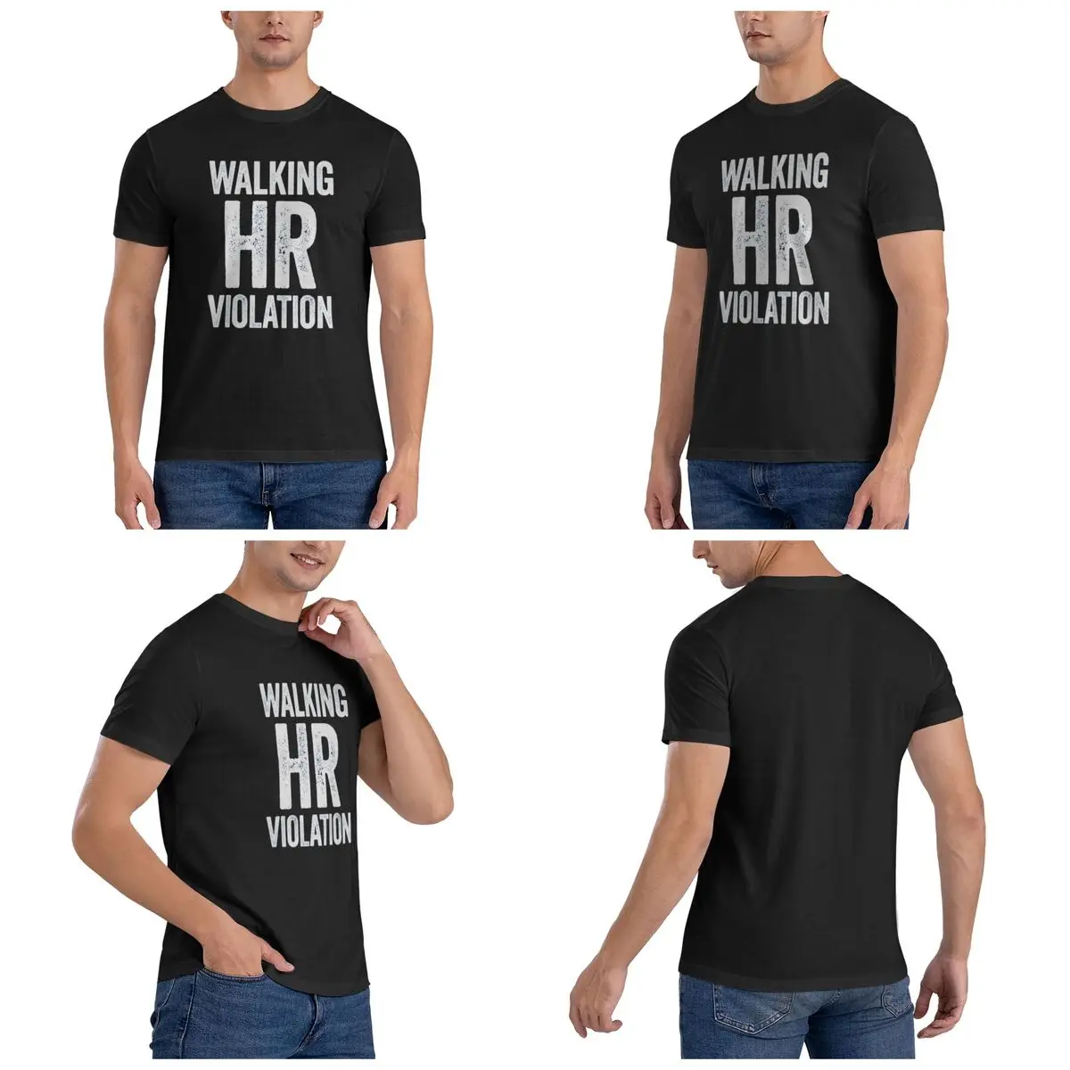 Walking HR Violation White Humor Men T-Shirt Fashion Plus Size T Shirts Men's Crew Neck Cotton Tees Short Summer Male