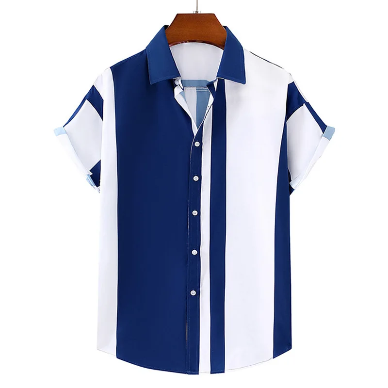 

New Striped ort Sve Slim Fit irt Color Blo Youthful Sle Summer Casual Loose Fit Printed irt Milk Silk Fabric