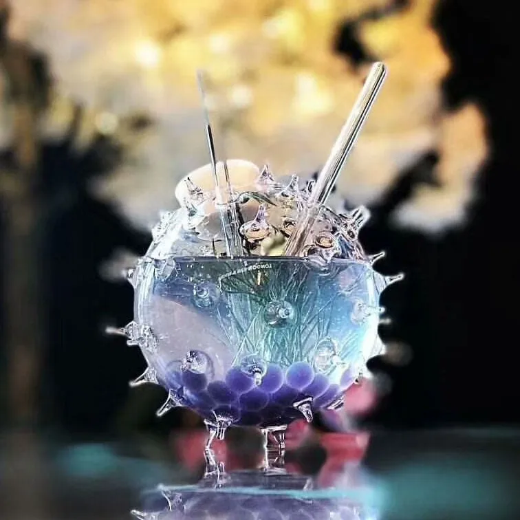 Spherical Cocktail Glass, Personality Ball Cup, Molecular Gourmet Smoked Cup, Heat-Resistant Glass, Straw Cup