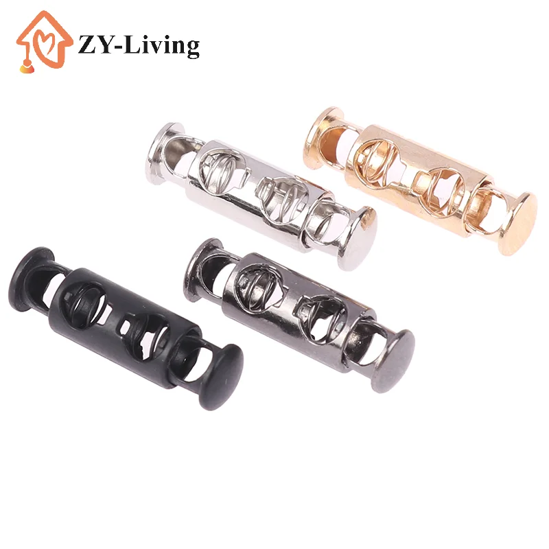 10Pcs Metal Double Hole Head Spring Buckle Cord Lock Elastic Adjustment Buckles Tightening Fasteners Locks Sewing Tools