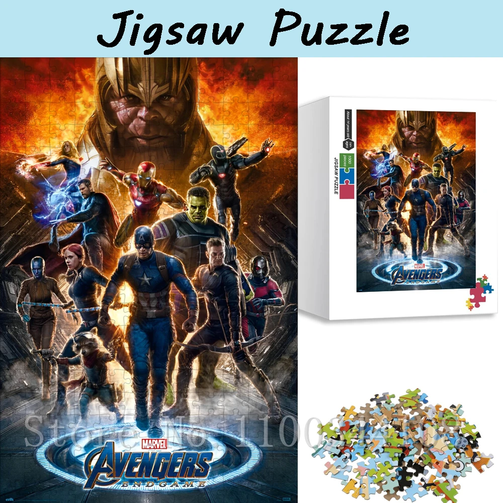 1000 Pieces Marvel Avengers Endgame Jigsaw Puzzles for Adults Superheros Wooden/paper Puzzles Teenagers Stress Relief Toys