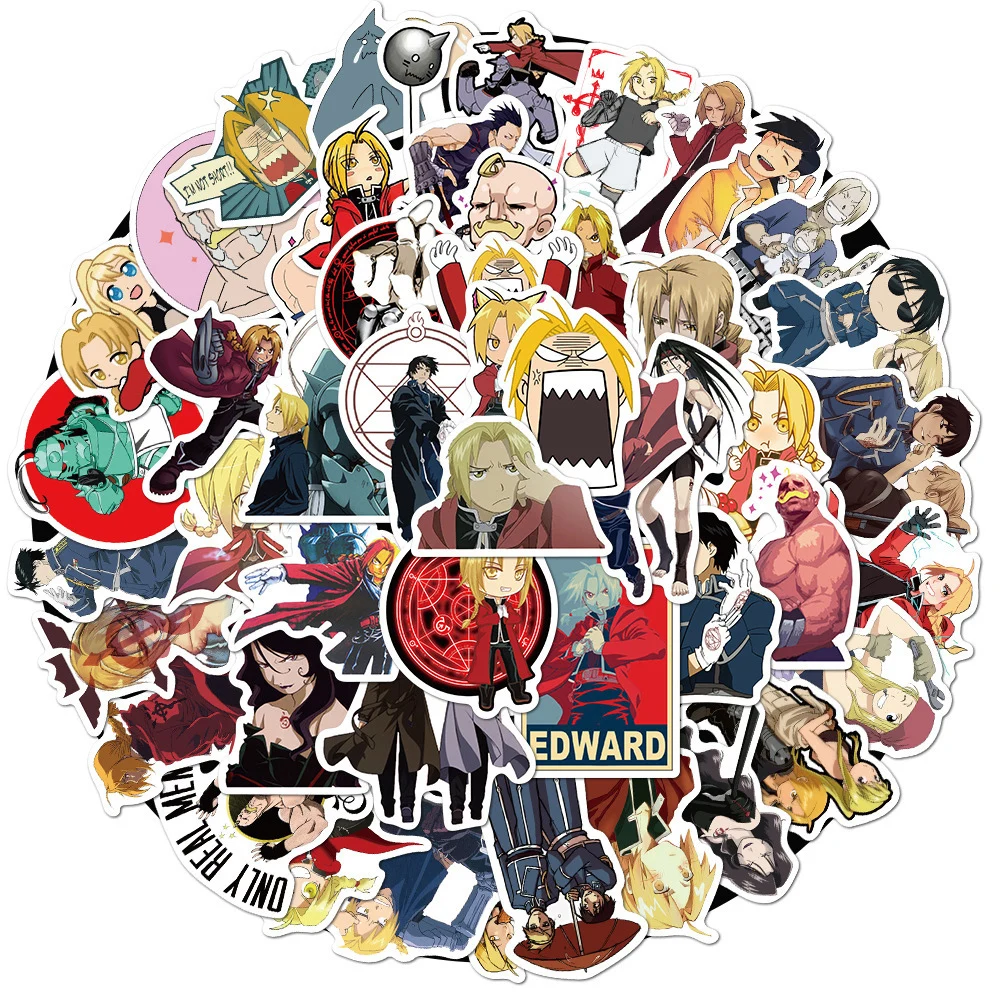 10/30/50 Uds. Pegatinas Clásicas de Anime Fullmetal Alchemist, Pegatinas de Dibujos Animados de Edward Elric, Calcomanías Decorativas para Skateboard, Cuaderno y Teléfono