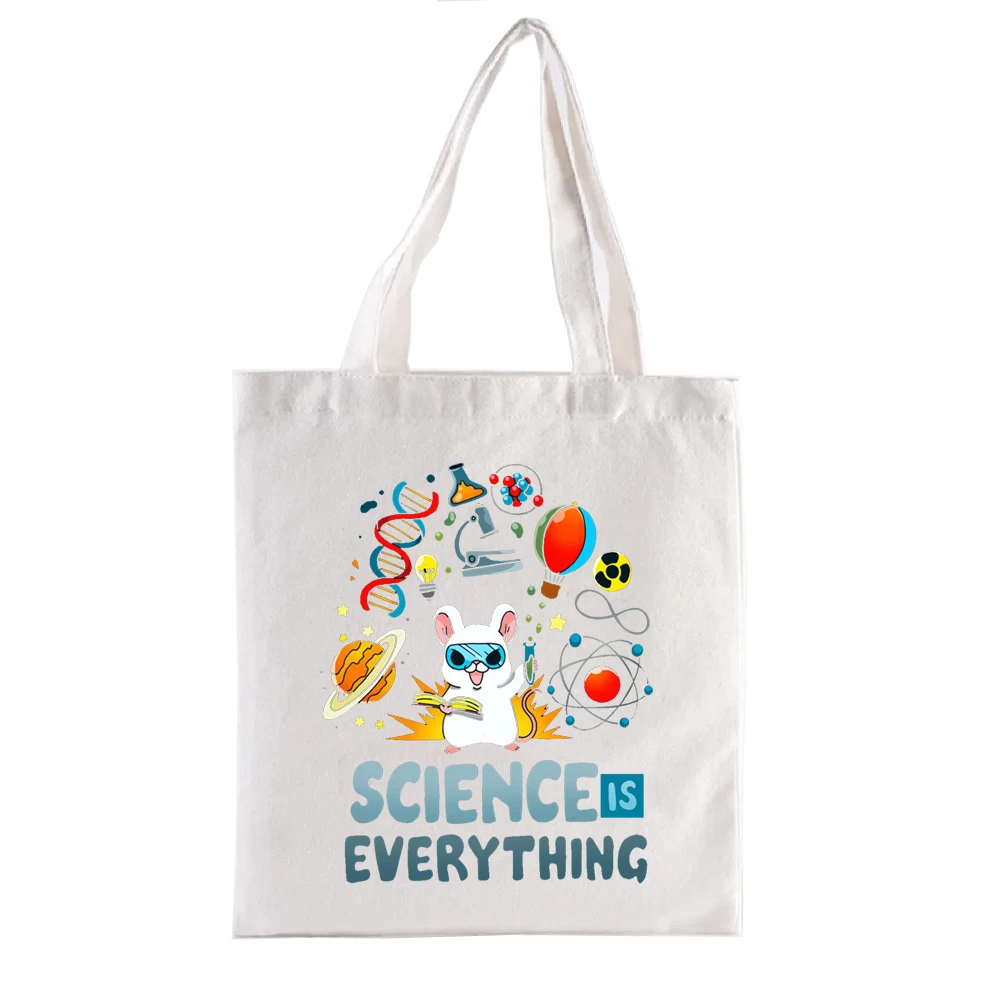 Science Graphic Print Shopping Bags Geek Series Literary Books Bag Shopper Female Handbags Woven Tote Women\'s Handbag Totebag