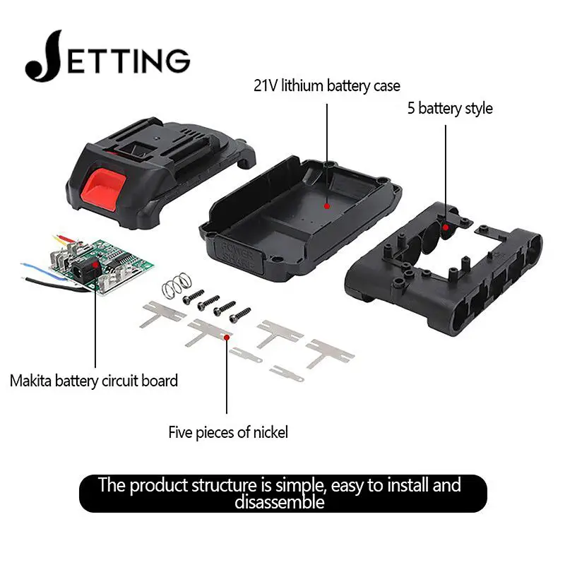 21V DC Lithium Battery Shell Lithium-ion Battery Charging Protection Board 5 Batteries Housing Bracket
