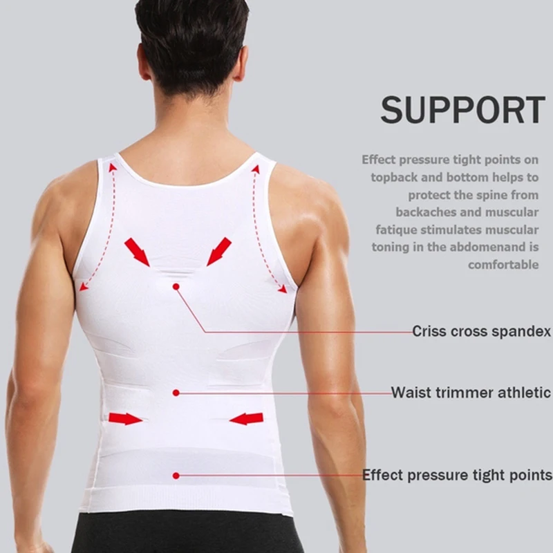 Camiseta interior de compresión para hombre, moldeador de cuerpo, camiseta sin mangas con Control de Adbomen, camisas de gimnasio de entrenamiento