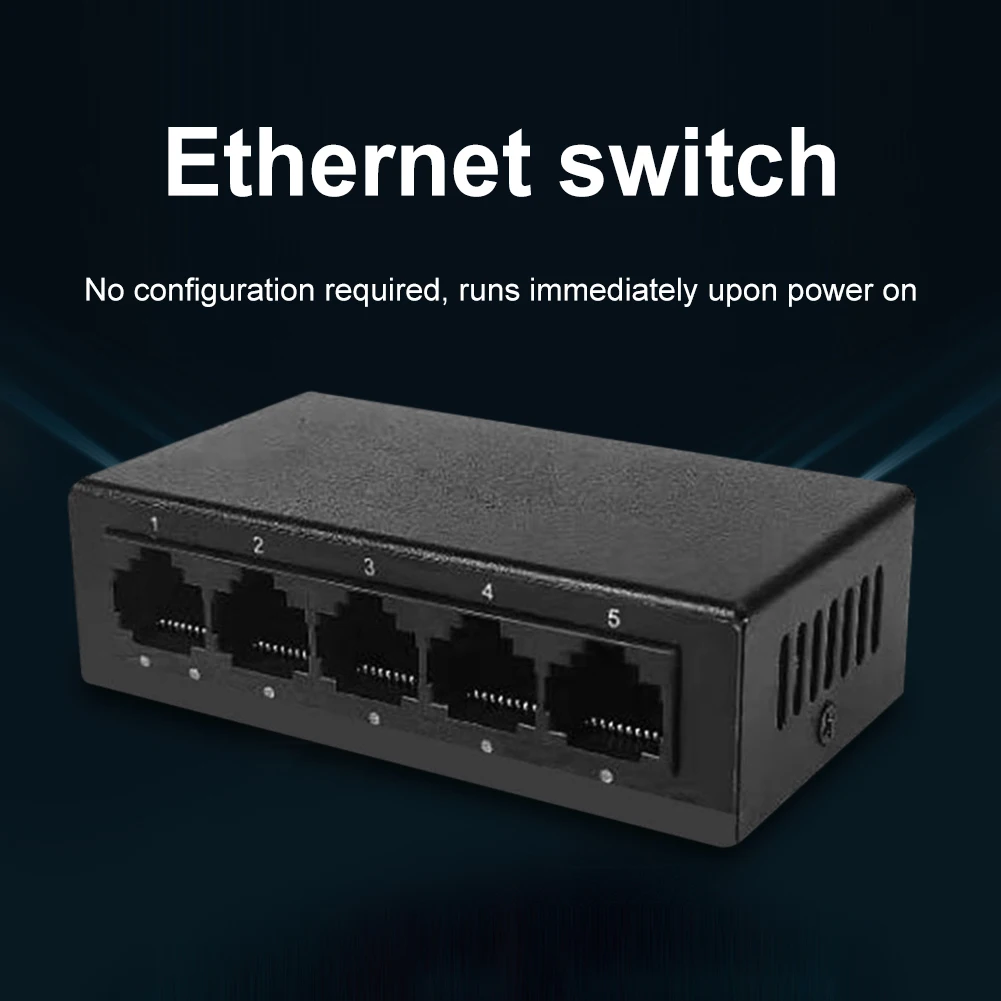 5 Port Gigabit Ethernet Switch Ethernet Splitter Network Switch 10/100/1000Mbps Home Network Hub Plastic/Metal Case Plug & Play