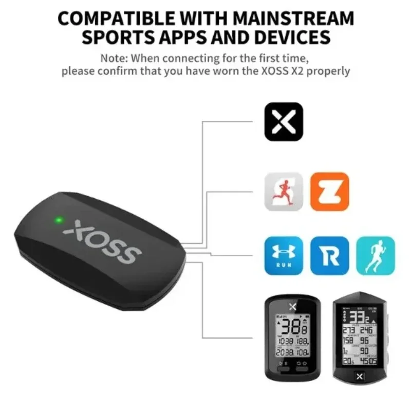 XOSS X2 Chest Strap Heart Sensor HRM Monitor Bluetooth ANT+ Wireless Smart Bicycle Sensor Health Fitness for Cycling, Running image 3