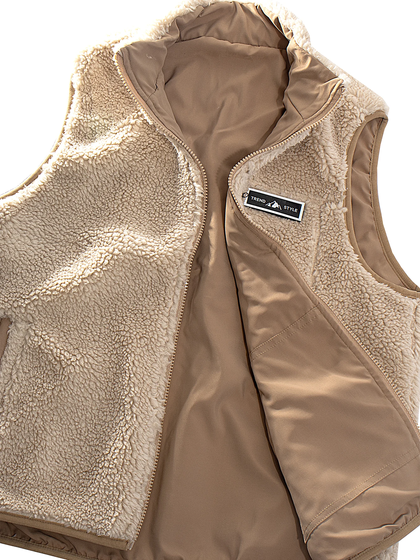 

Women's Warm Vest Sleeveless Vest Polyester Polar Fleece Jacket Colour Block Thick Warm Stand Collar outerwear Coats For Winter