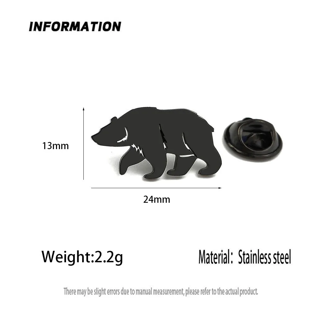 New polar bear gold-plated stainless steel badge, suit lapel pin, gold-plated men's brooch, business clothing matching view 3