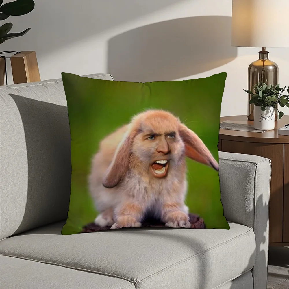 

Nordic Style Nicolas Cage Rabbit Pillow Case Plush Fabric Soft Pillowcase Double Sided Print Cushion Cover Household Gifts