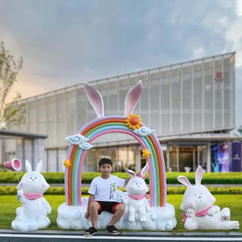 

Internet celebrity photo clock in rabbit ornament scenic garden community park outdoor landscape sculpture shopping mall Meichen