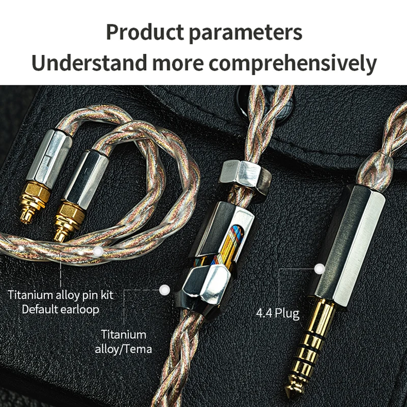 YONGSE-كابل سماعة نحاس ذهبي وفضي ، 8-حبلا ، 5-عنصر ، سبائك البلاديوم ، HiFi ، السمعية ، دبوس قابل للتبديل