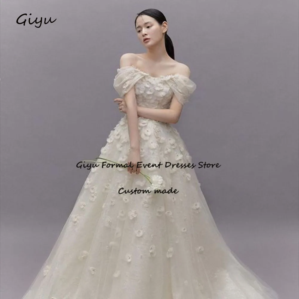 

Giyu Elegant Lace Followers Korea Wedding Dress Photoshoot Sweetheart Collar Floor-length Vestidos Novias Boda Bridal Gown 웨딩드레스