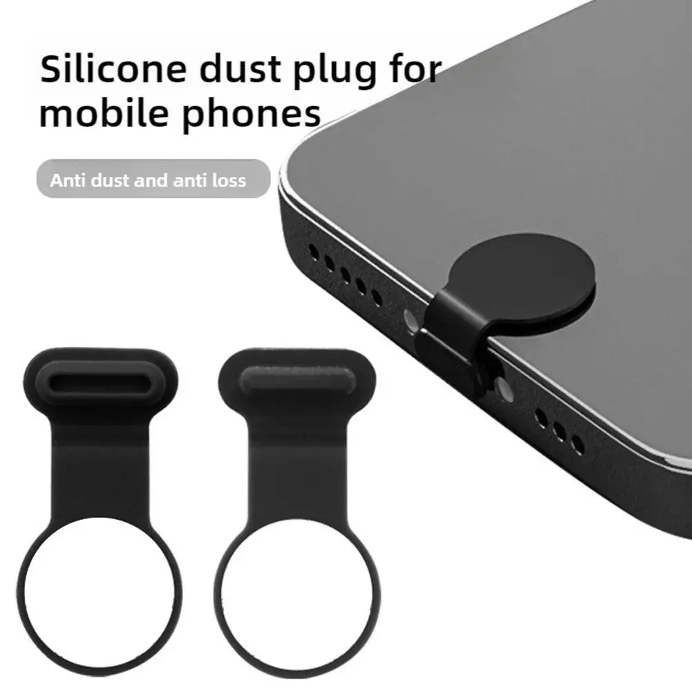 1pc Phone Silicone Dust Plug For Iphone 16 15 Sumsung TYPE-C Universal Charging Port Prevent Loss Waterproof Plug