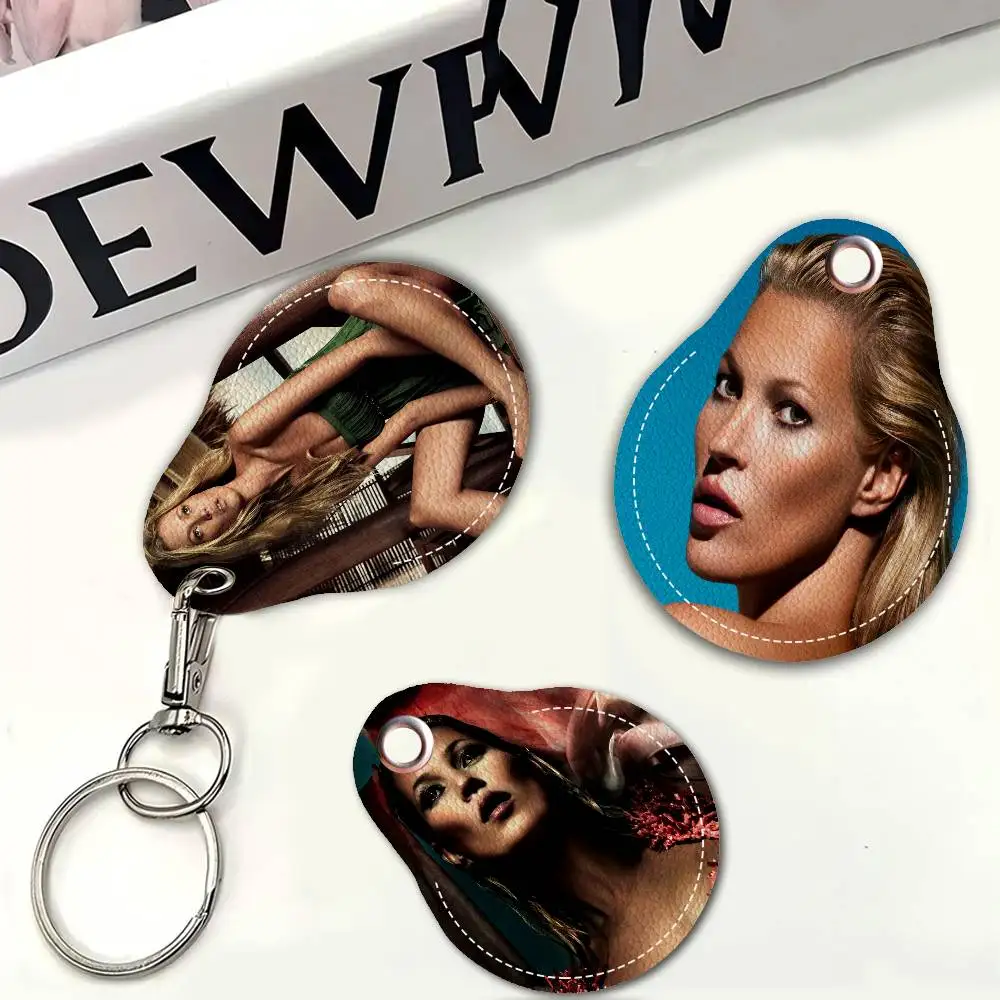 Kate Moss Model Keyring Leather Access Card Holder Keychain Community Water Drop Proximity Card Protective Case
