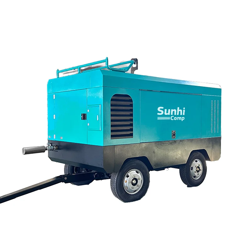 10bar 423cfm Diesel Engine Driven Movable Portable Screw Type Rotary Air Compressor for Water Well Drilling Rig Sandblasting