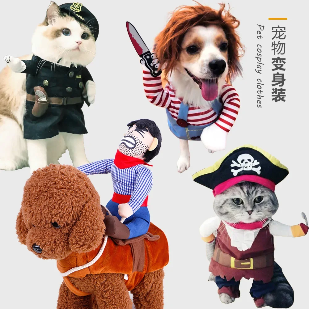 

Halloween Dog Clothes Funny Pet Dogs Cosplay Costumes Set Halloween Dog Costume Comical Outfits for Pet Cat Puppy Party Clothing