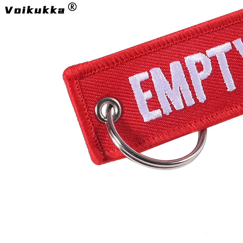 Voikukka Jewelry Text Embroidery EMPTY CHAMBER Red Pendant Tags Keychain Rectangle Key Chains Souvenir Wholesale