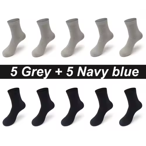10Pairs/Lot Men's Bamboo Fiber Socks Long Black Business Soft Breathable New High Quality  Autumn for Male Socks Plus Size 39-48 - Image 11