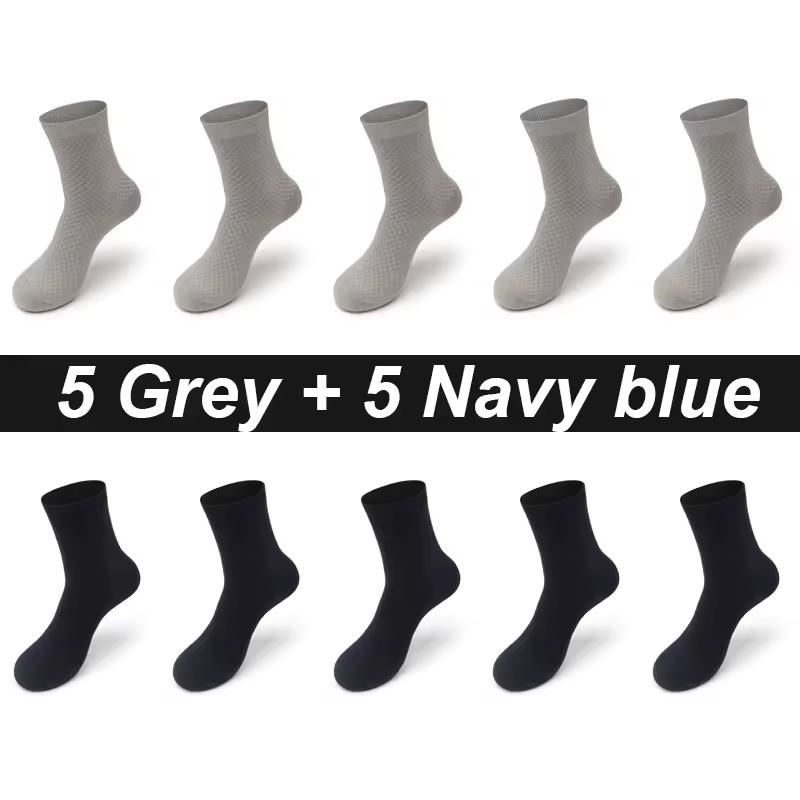 10Pairs/Lot Men's Bamboo Fiber Socks Long Black Business Soft Breathable New High Quality  Autumn for Male Socks Plus Size 39-48 - Image 11