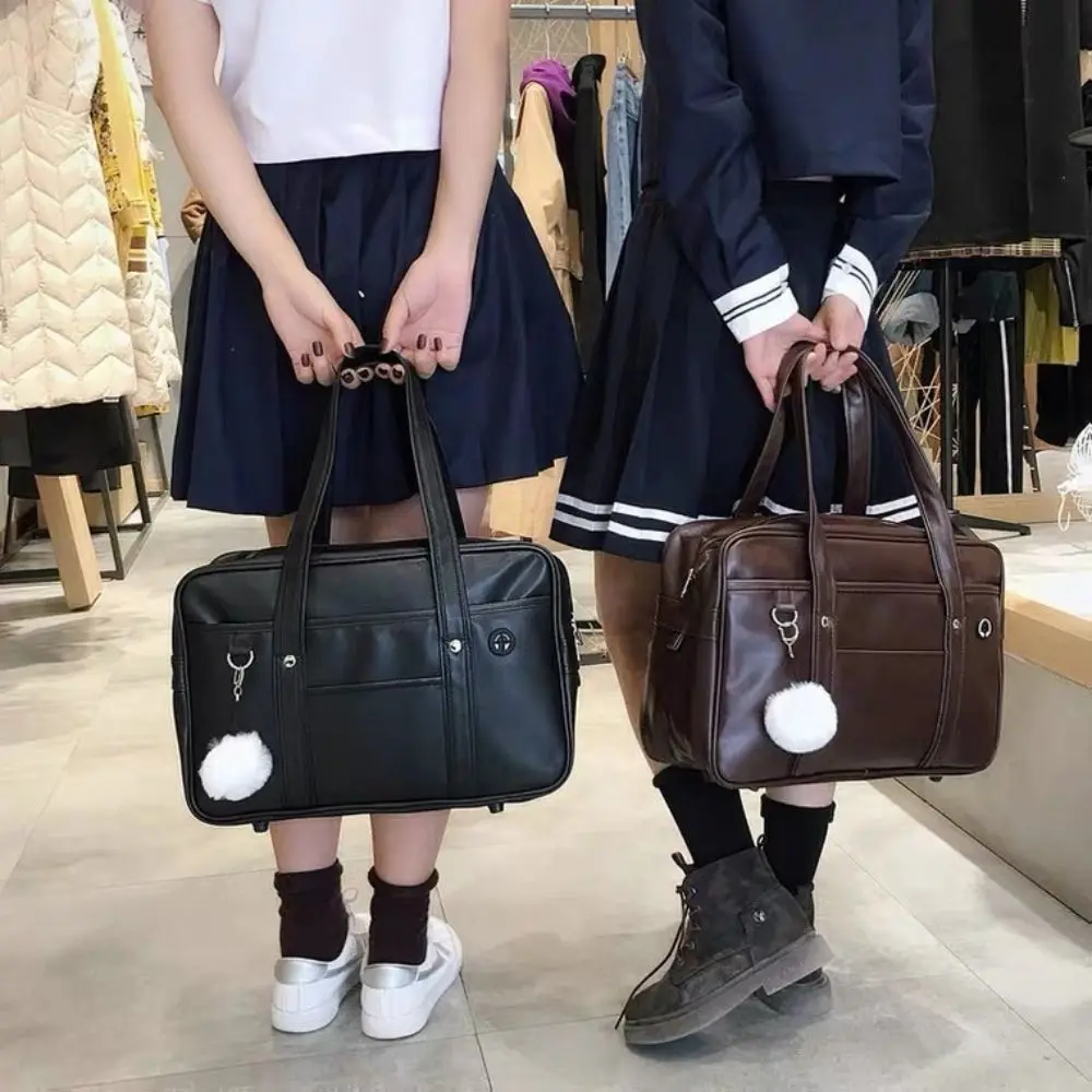 

PU Leather JK Uniform Bag Solid Color Retro Handbag PU Leather Itabag Junior High School Korean Style Computer Bag Streetwear