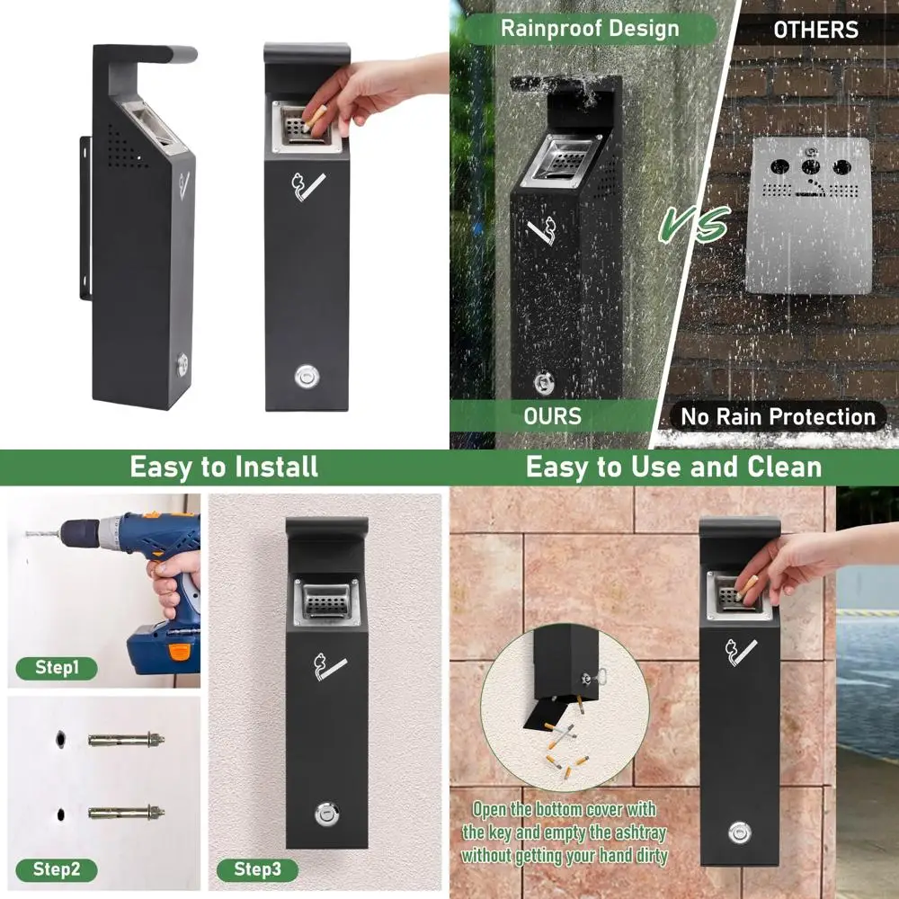 

Commercial Outdoor Wall-Mounted Trash Bin for Restaurants, Hotels, Offices, and Pubs - Durable Hanging Garbage Can