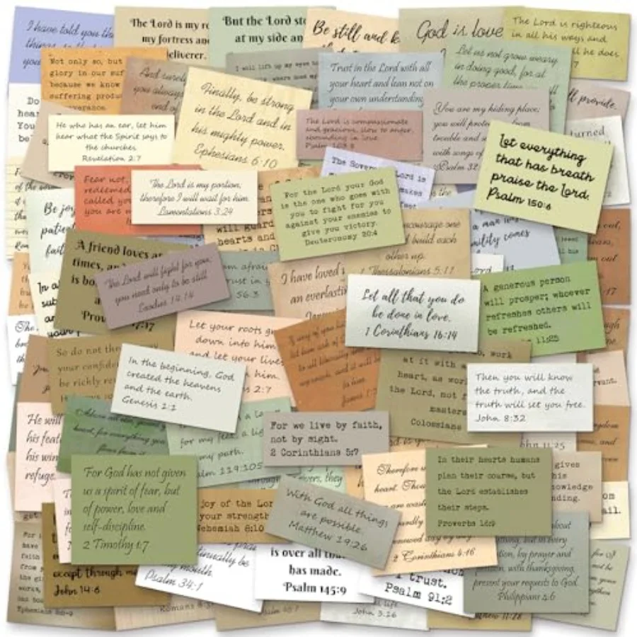 

Bible study supplies: 120PCS vintage typewriter-style scripture stickers, paper material, beige/white/black, no-repeat inspirat