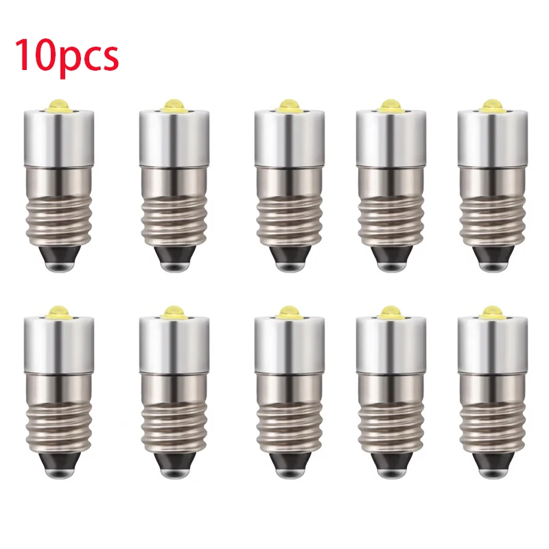 

10PCS 7500K E10 Non-polar AC/DC 6V 6.3V to 24V 3535 Led 3W Bulb Arcade Cars Flashlight Headlight Interior Exterior Lights