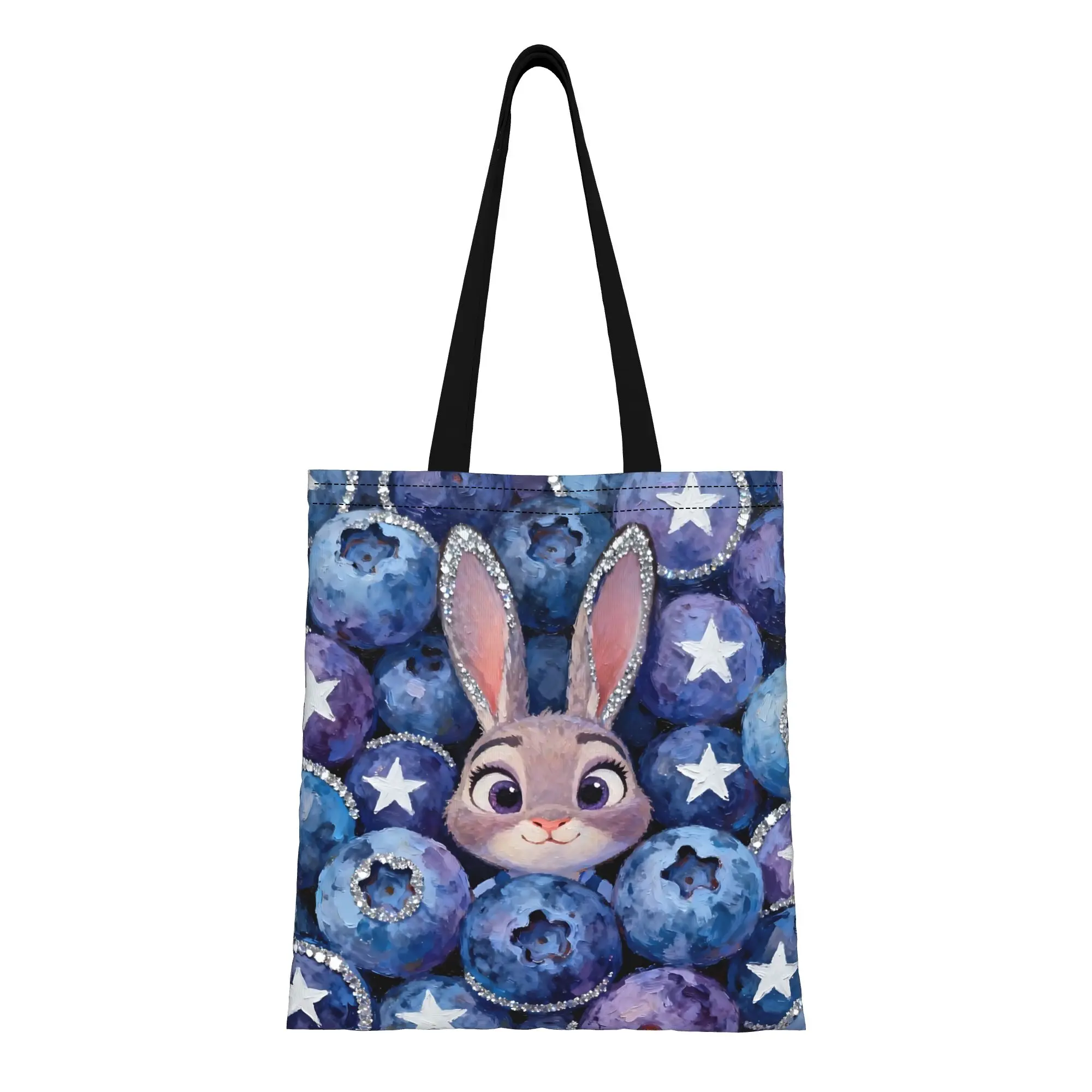

1PC back to school Large Capacity Disney Zootopia 2 Judy in the blueberry pile Canvas Tote Bag Foldable Chic Pattern Gifts