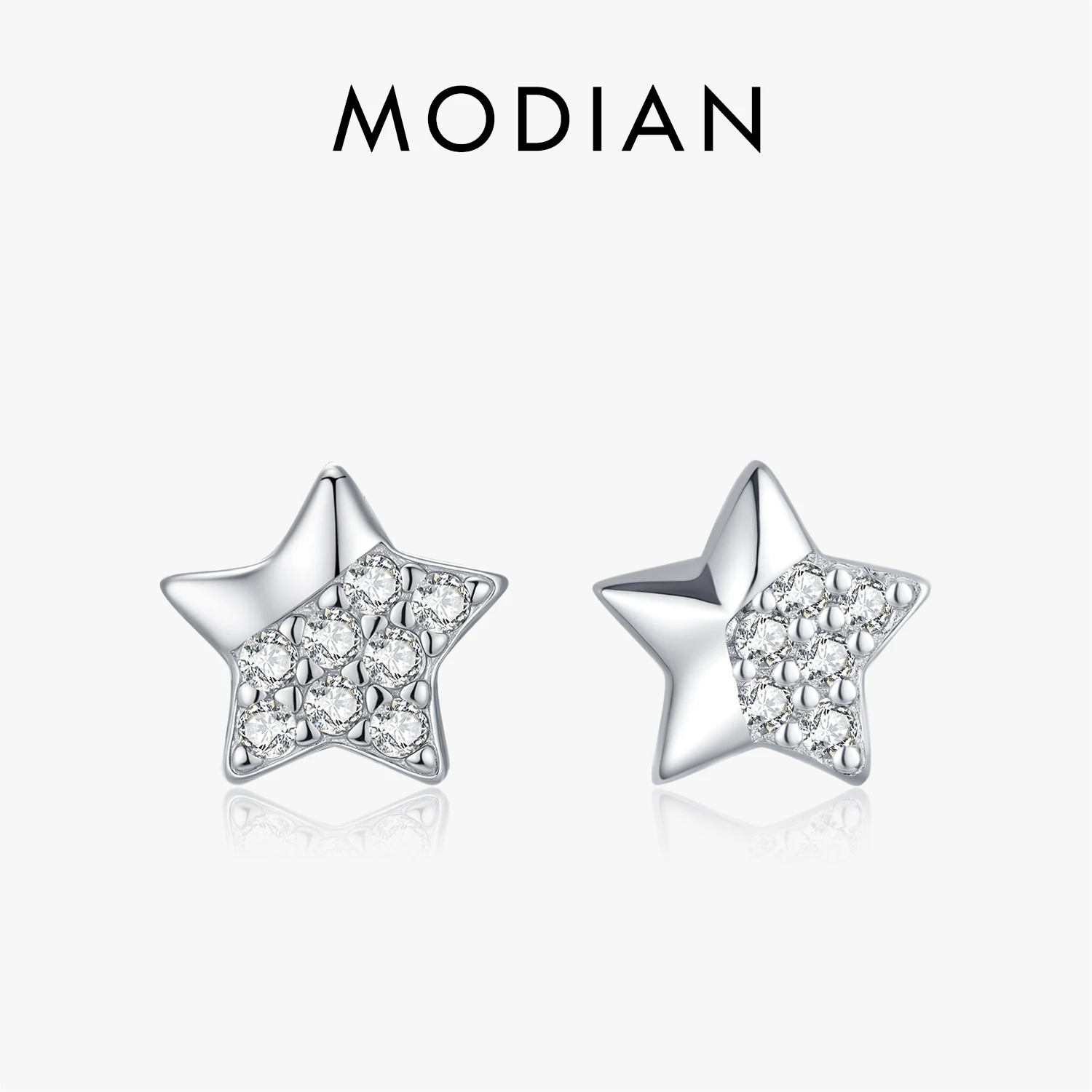 

MODIAN 925 Sterling Silver Irregular Mirror Fashion Stars Small Stud Earrings Shiny Daily Wear Fine Jewelry For Women