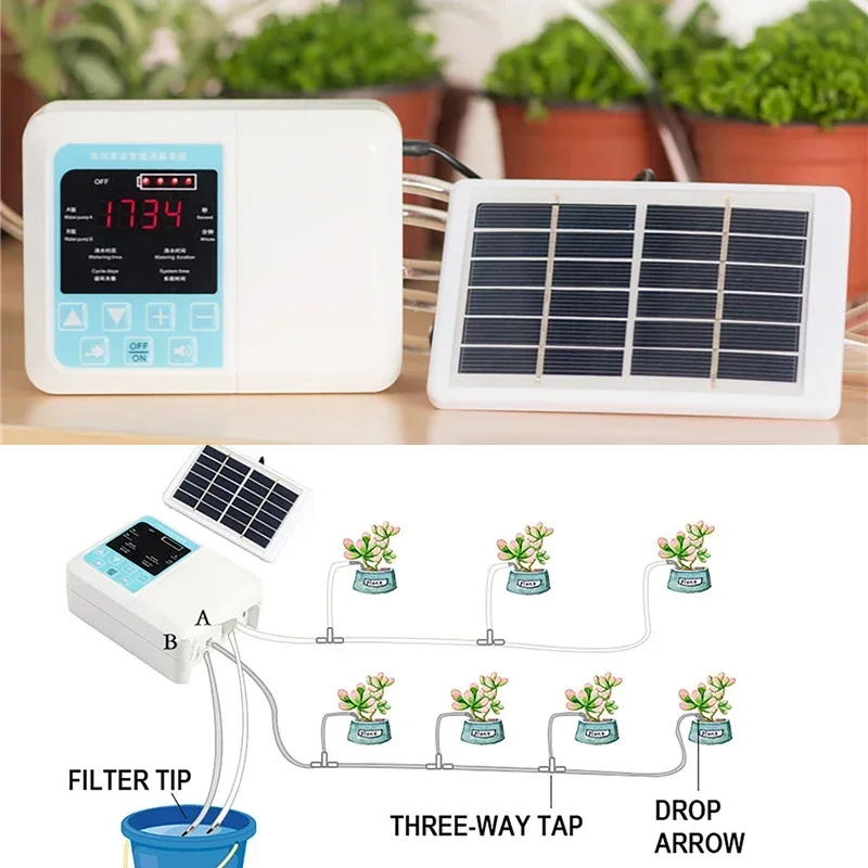 

Water Pump Intelligent Drip Irrigation System Voice Controller Timer Garden Solar Energy Potted Plant Automatic Watering Device