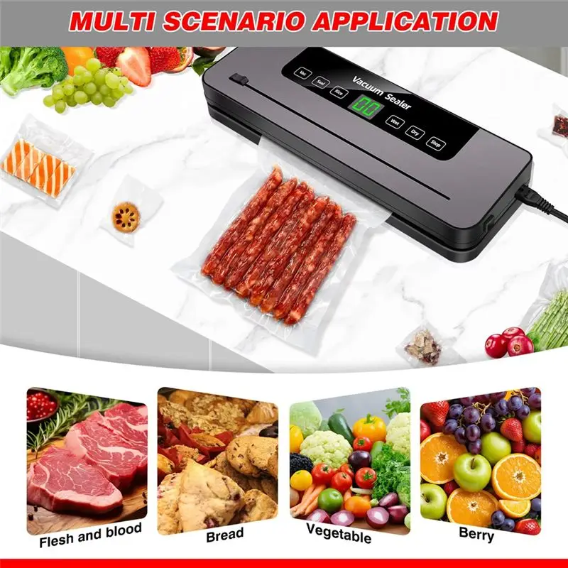 [Great Sell】 Electric Sealing Machine Automatic Vacuum Sealer Vacuum Food Sealer Dry Wet Packing With 10 Free Sealing Bags US Pl