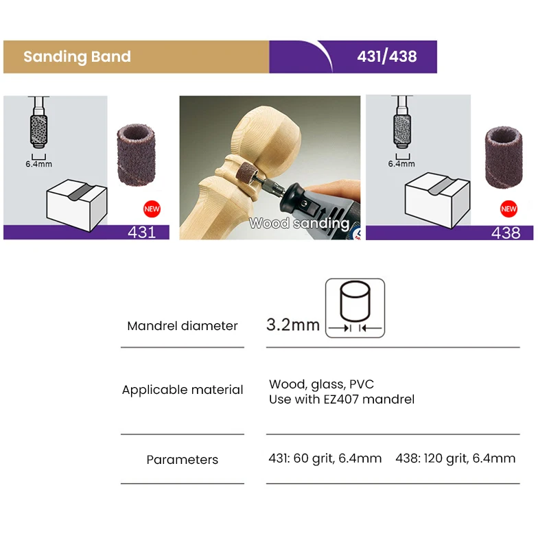 Imagem -03 - Dremel Drmp438 Kit de Lixamento Peças mm 120 Grit Abrasivo Ferramentas Rotativas Acessórios de Moagem