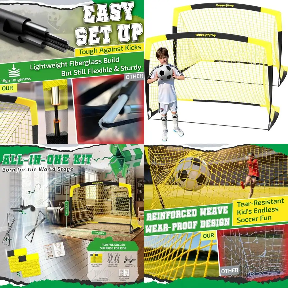 

Portable Soccer Goals for Ages 6-14: Ideal for Quick Setup in Backyards, Parks, and Schools