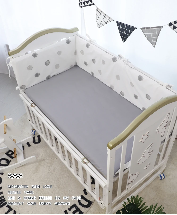 180*30cm Size Crib Bumpers U/L Shape Baby Bedding Set Cot Around Protector Newborns Bed Head Protect Cushion One-Piece Bumper